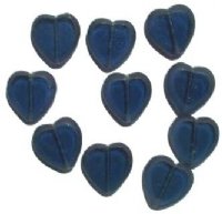 10 15mm Flat Cut Window Heart Beads Montana Blue 